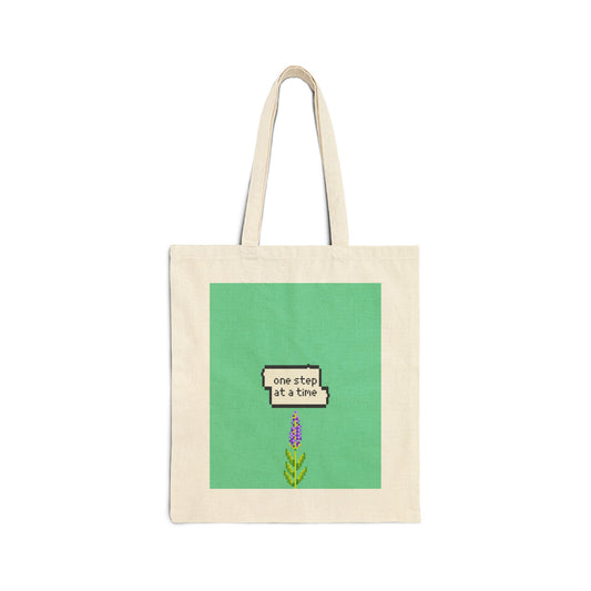 Inspirational Cotton Canvas Tote Bag - Motivational Gift, Eco-Friendly Shopping Bag, Cute Tote for Everyday Use, One Step at a Time Design