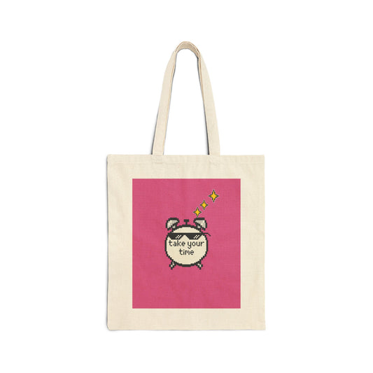 Charming Cotton Canvas Tote Bag - 'Take Your Time' Design, Eco-Friendly Shopping Bag, Gift for Him/Her, Casual Daily Use, Travel Companion